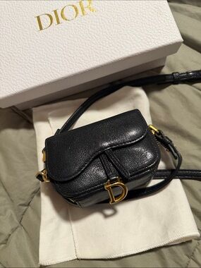 Dior Black Mini Saddle Bag with Gold 'D' Charm